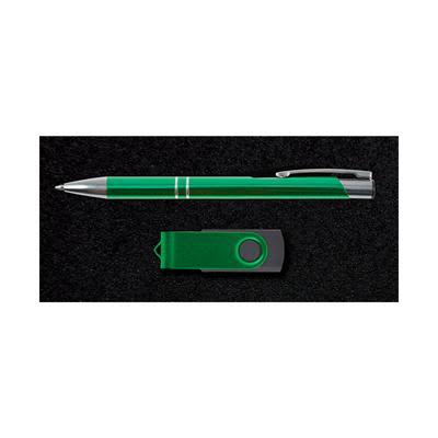 Green Style Gift Set - Napier Pen and Swivel Flash Drive