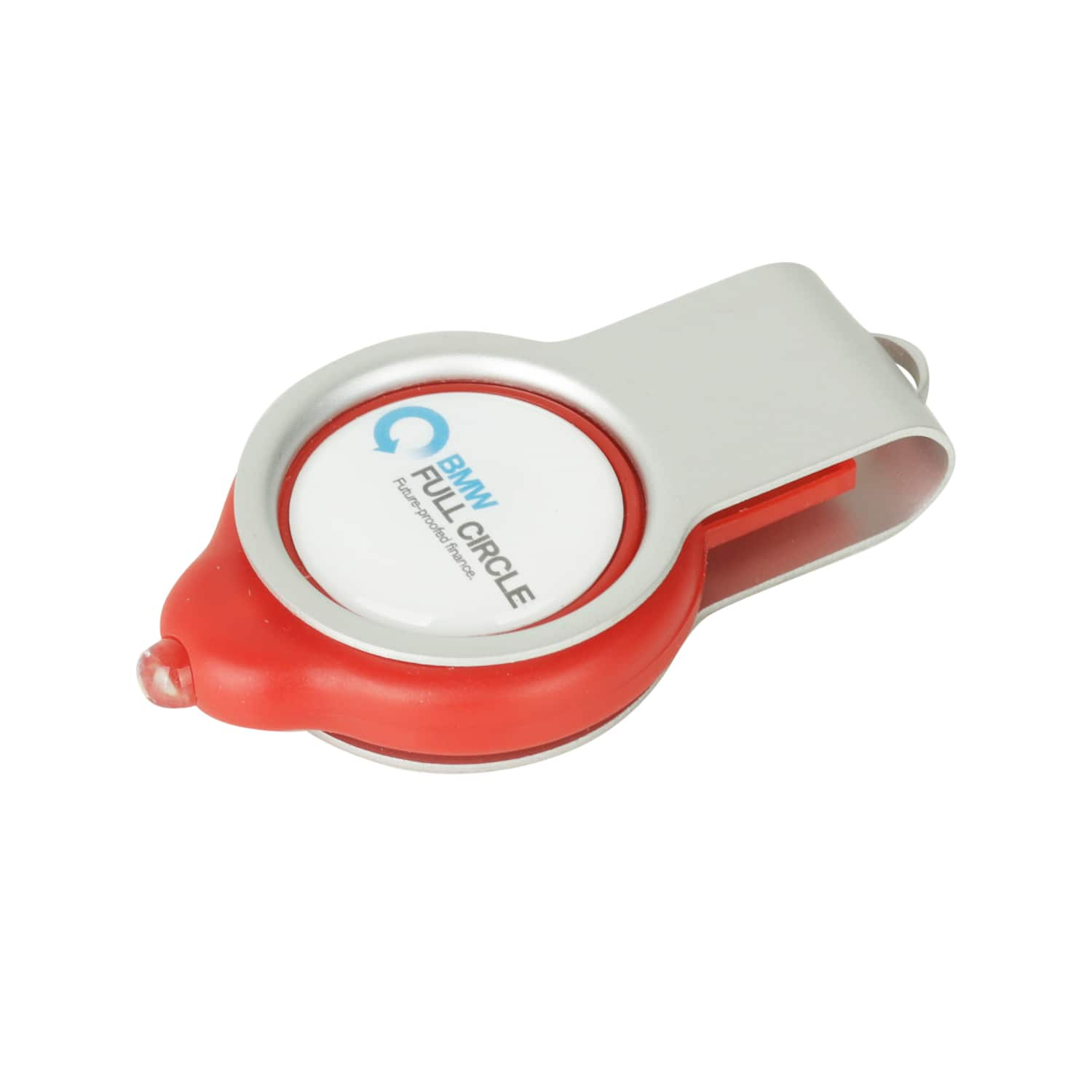 Silver/Red Elliptic Epoxy Doming Flash Drive