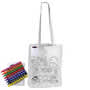 Colouring in Long Handle Cotton Tote Bag with Crayons