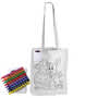 Colouring in Long Handle Cotton Tote Bag with Crayons