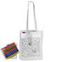 White Colouring in Long Handle Cotton Tote Bag with Crayons