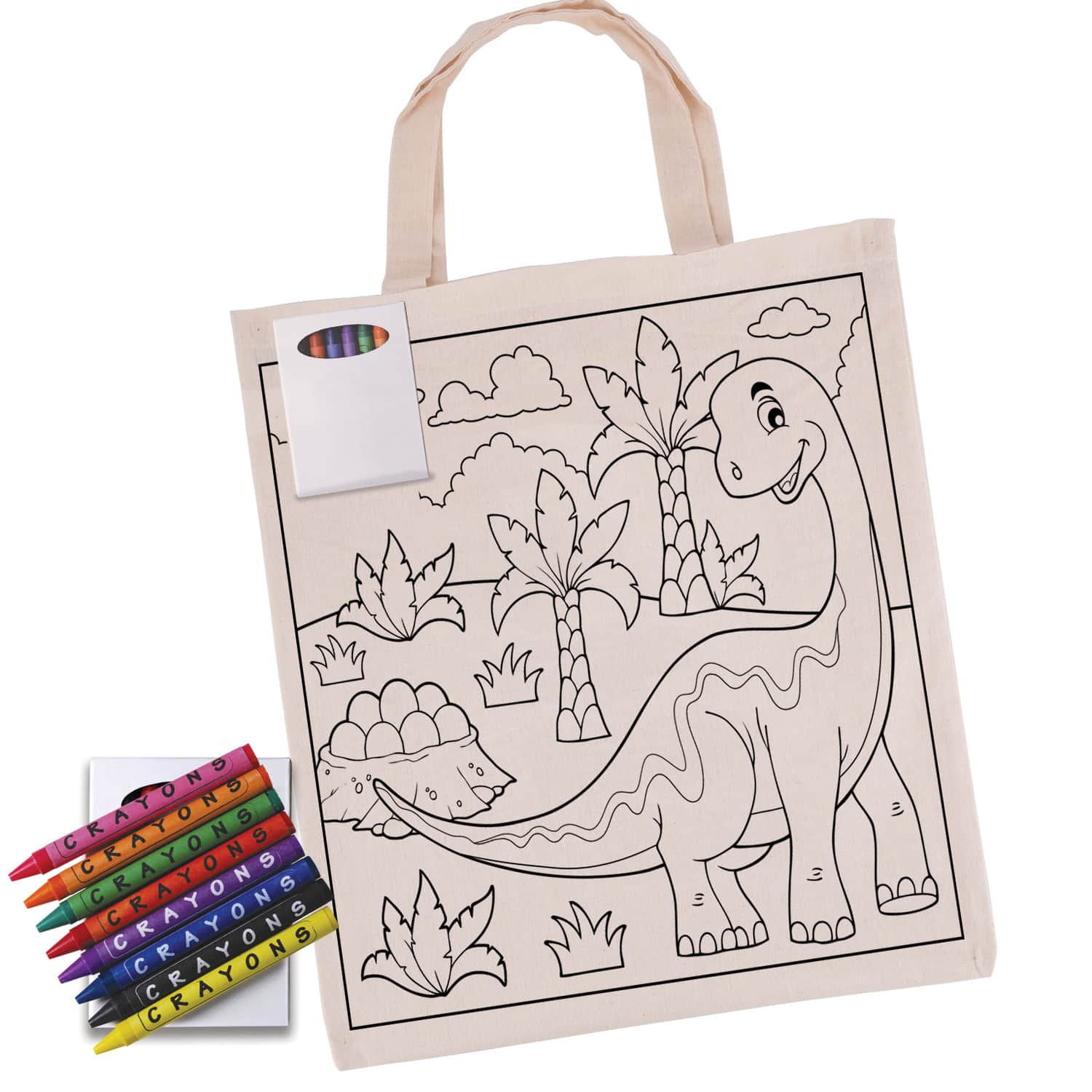 Colouring in Short Handle Calico Tote Bag with Crayons