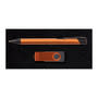 Orange Style Gift Set - Napier Pen Black and Swivel Flash Drive