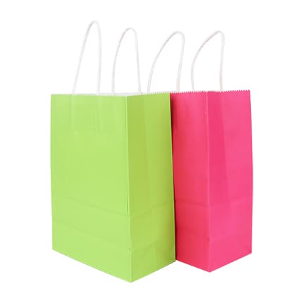 Pink Twisted Handle Kraft Paper Bag