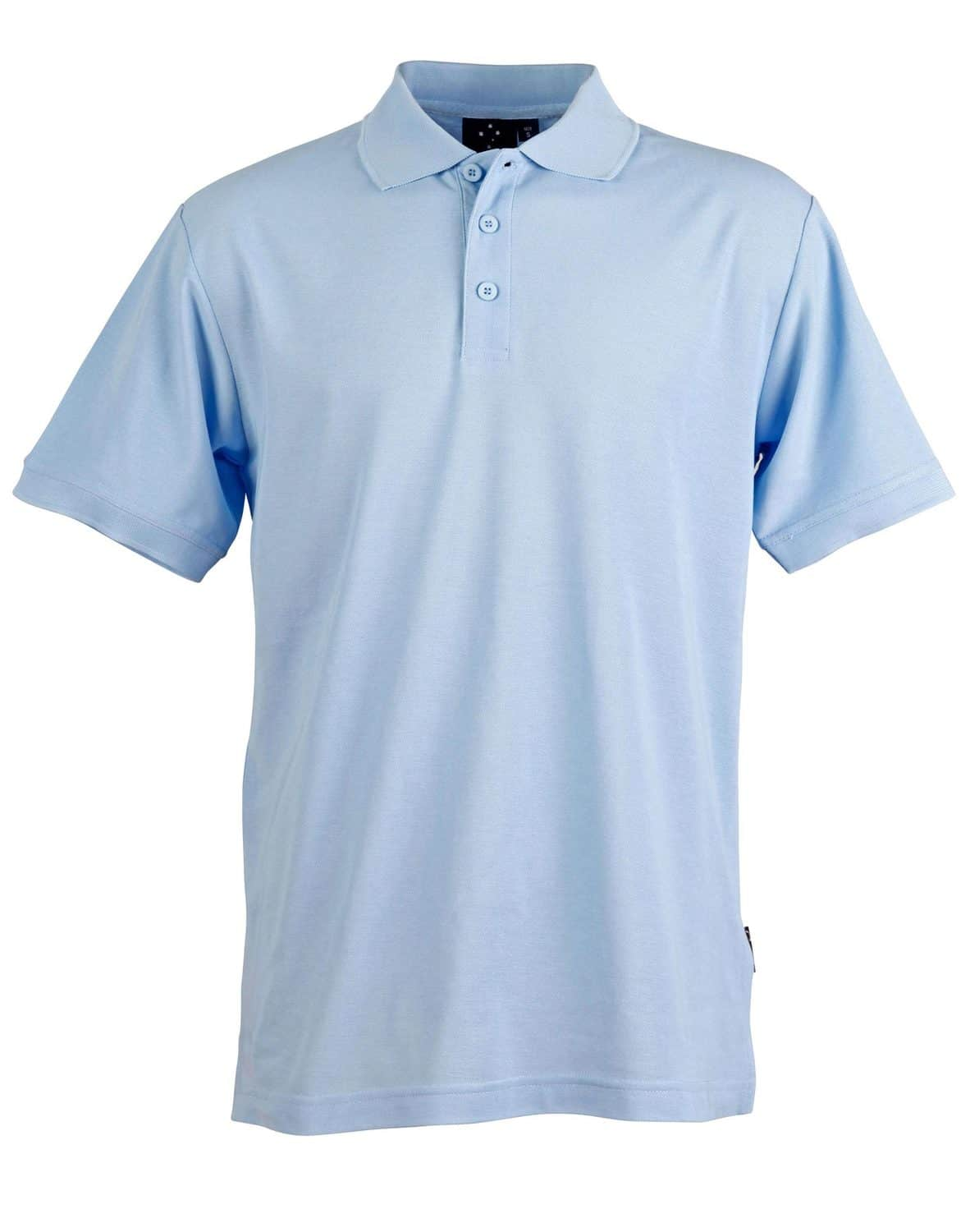 Sky Blue The Solid Colour Casual Mens Polo