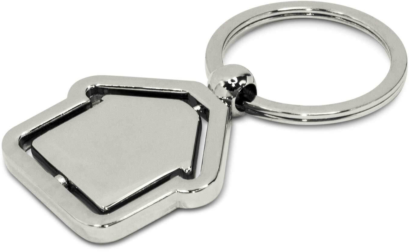 Rotating House Shaped Metal Key Ring