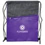 Purple Crosshatch Drawstring Bag with Zipper Pocket