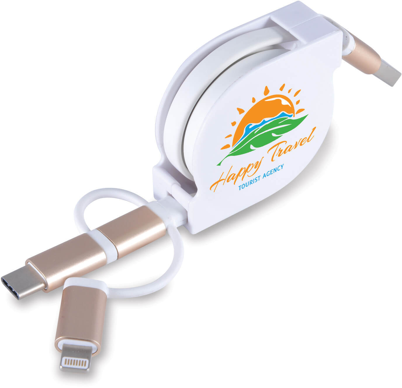 Full Colour Multi 3 in 1 Retractable Cable with type C