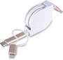 White Multi 3 in 1 Retractable Cable with type C