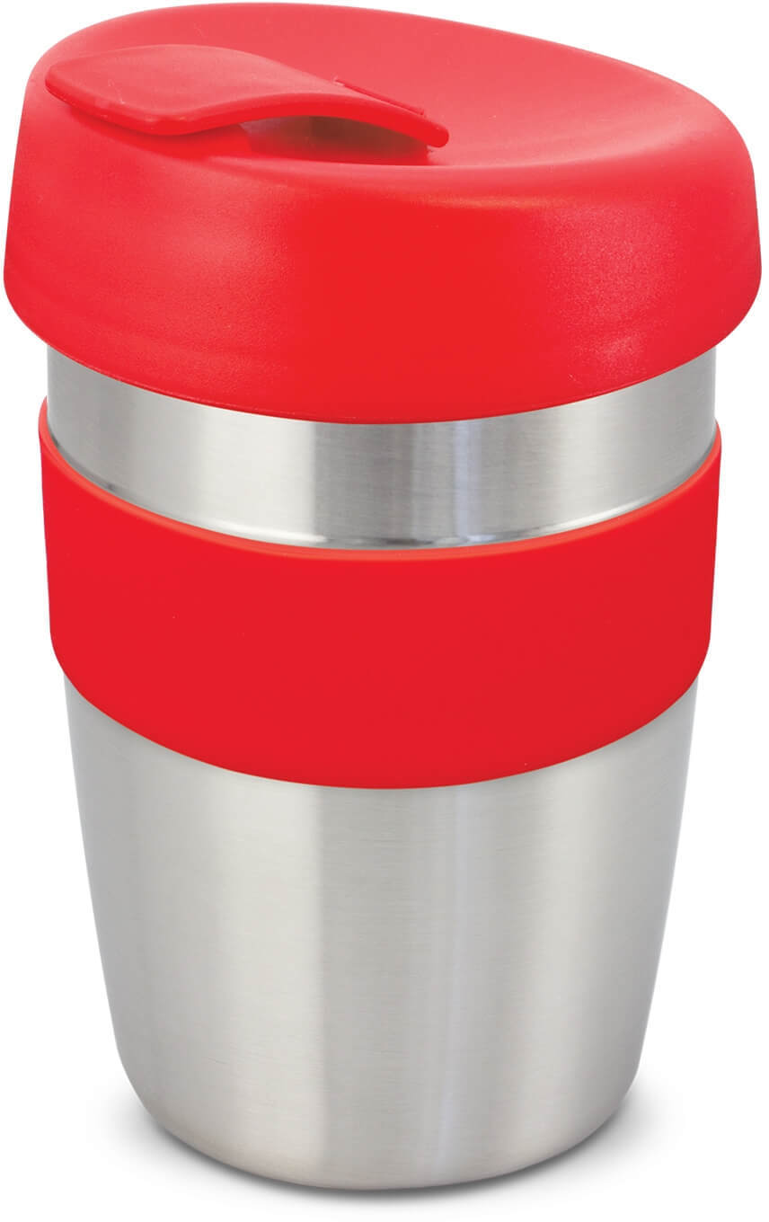 Red Reusable Coffee Cup  + Silicone Band