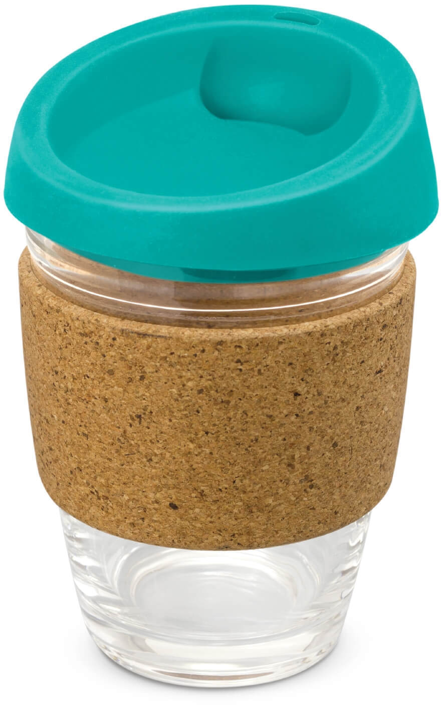 Teal Urban Glass Coffee Cup with Cork Band