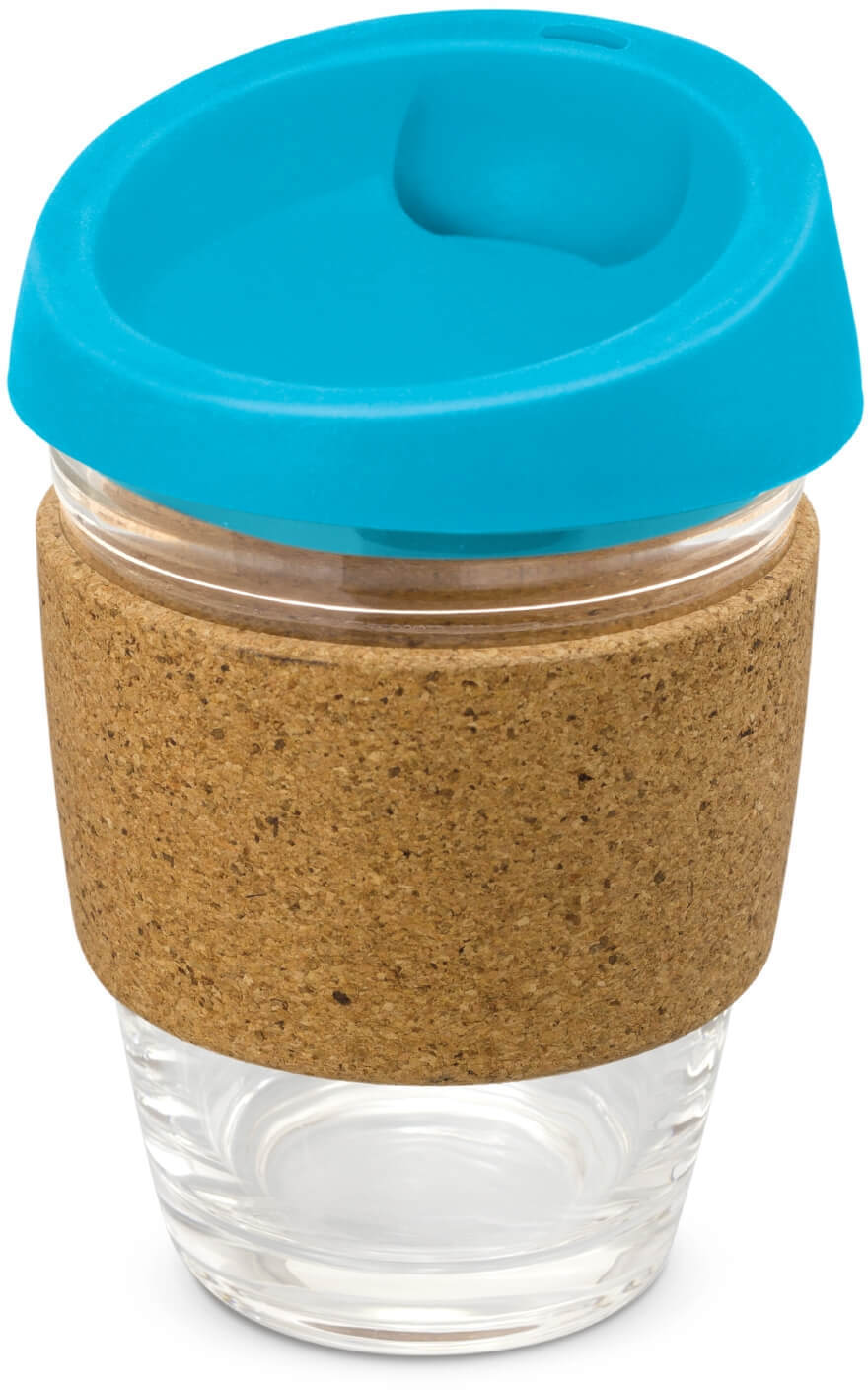 Light Blue Urban Glass Coffee Cup with Cork Band