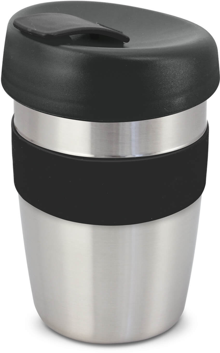 Black Reusable Coffee Cup  + Silicone Band