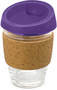 Purple Urban Glass Coffee Cup with Cork Band