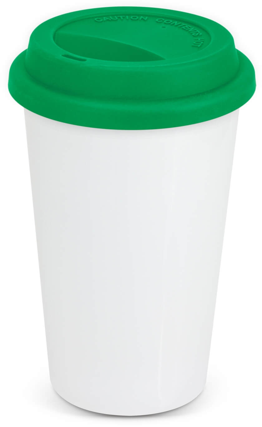 Dark Green Inca Double Wall Coffee Cup - Full Colour