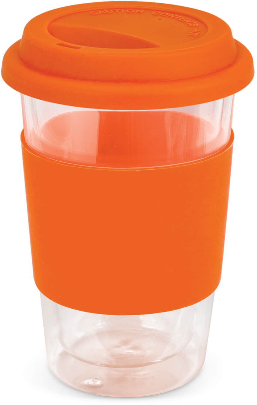 Orange 350ml Inca Double Wall Glass Cup