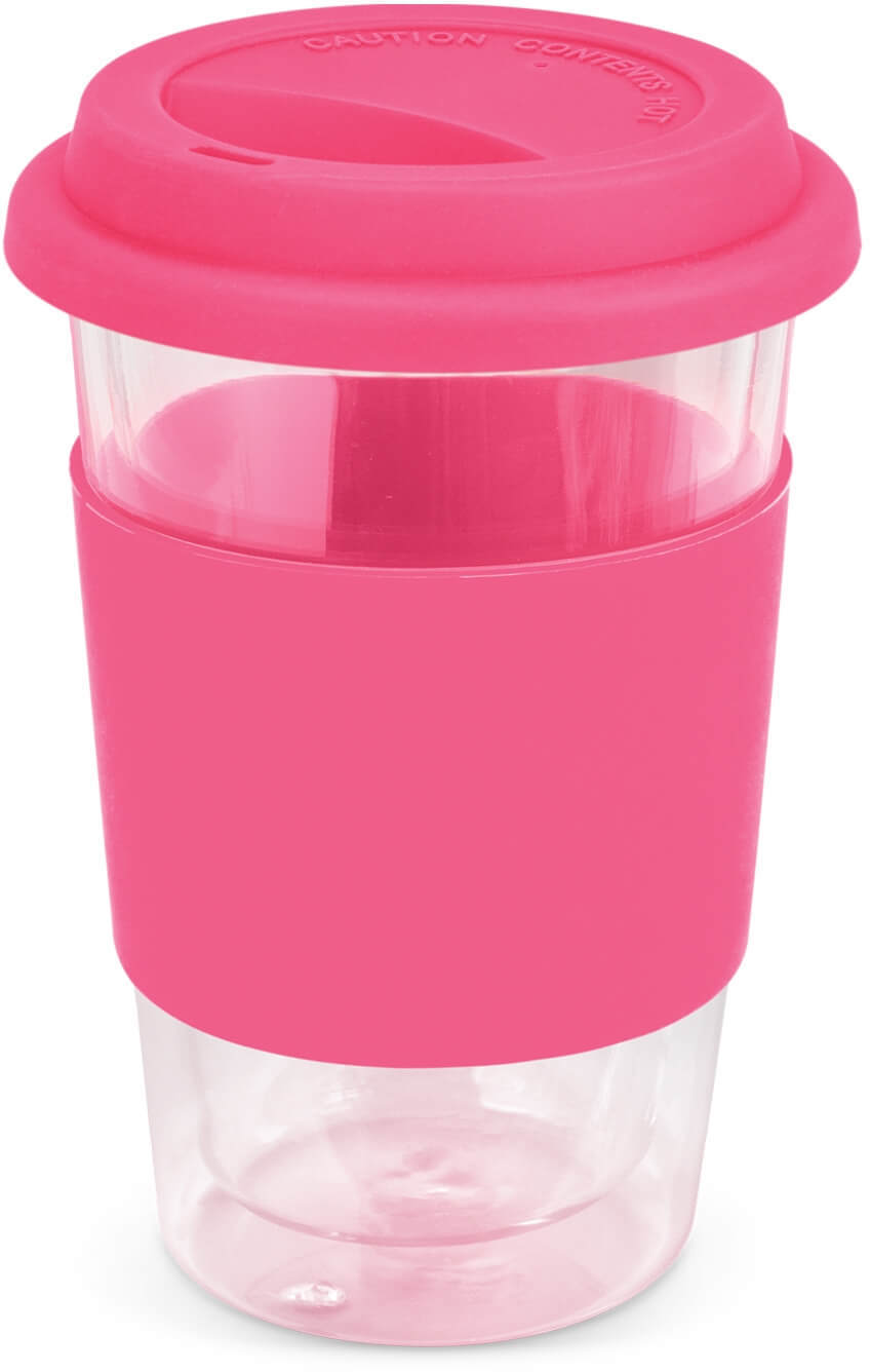 Pink 350ml Inca Double Wall Glass Cup