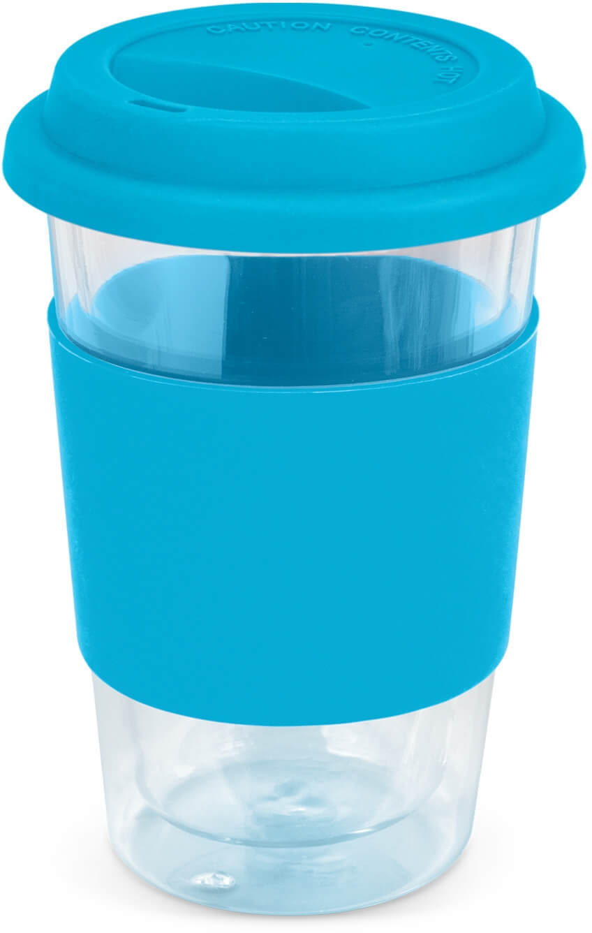 Light Blue 350ml Inca Double Wall Glass Cup