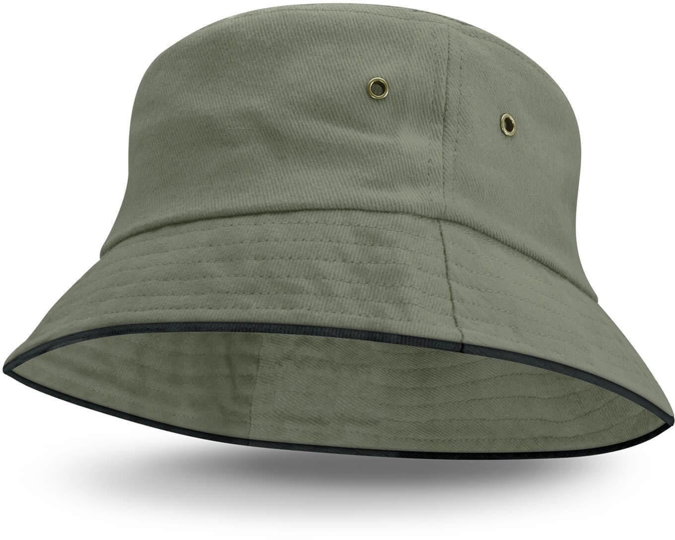 Grey Bondi Premium Bucket Hat - Black Sandwich Trim