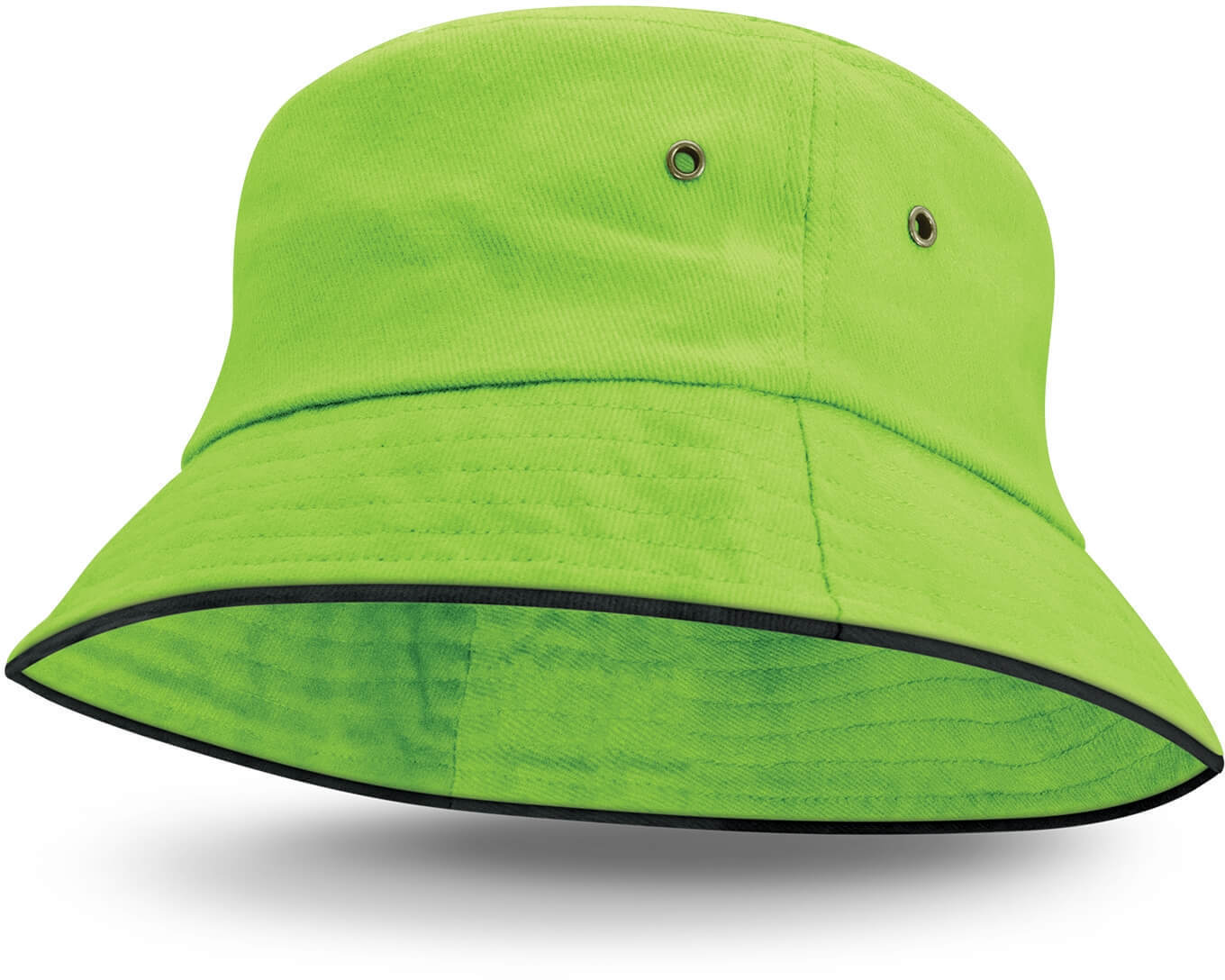 Bright Green Bondi Premium Bucket Hat - Black Sandwich Trim