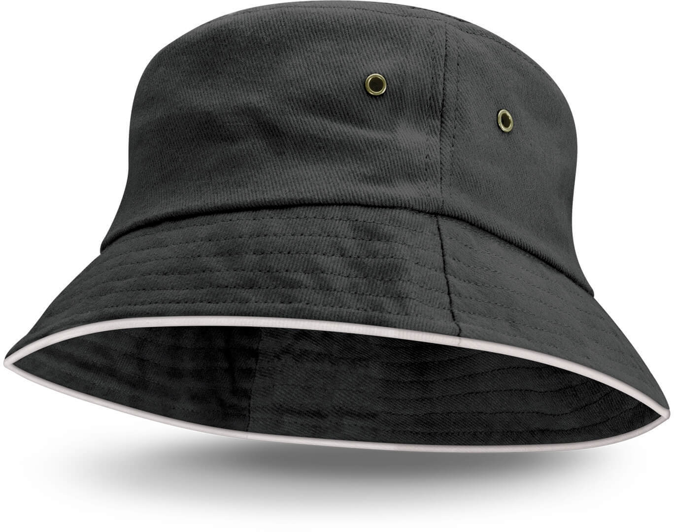 Black Bondi Premium Bucket Hat - White Sandwich Trim