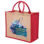 Natural/Red Eco Jute Tote with wide gusset