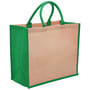 Natural/Emerald Eco Jute Tote with wide gusset