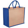 Natural/Royal Eco Jute Tote with wide gusset