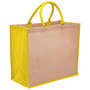 Natural/Yellow Eco Jute Tote with wide gusset