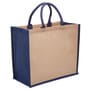 Natural/Navy Eco Jute Tote with wide gusset