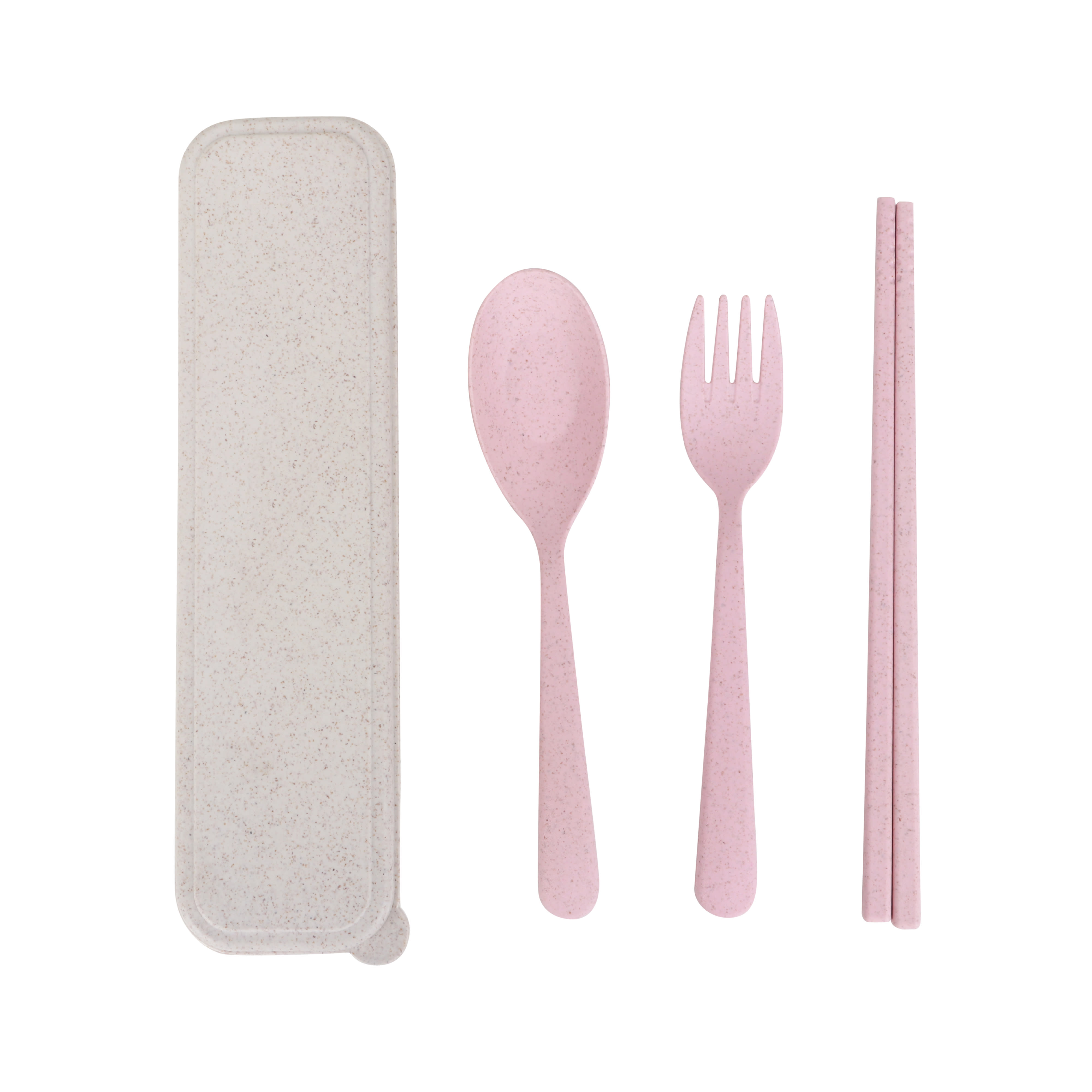 Pink Wheat Straw Eco Cutlery Utensil Set