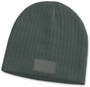 Dark Grey Nebraska Cable Knit Beanie with Patch