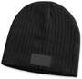 Black Nebraska Cable Knit Beanie with Patch