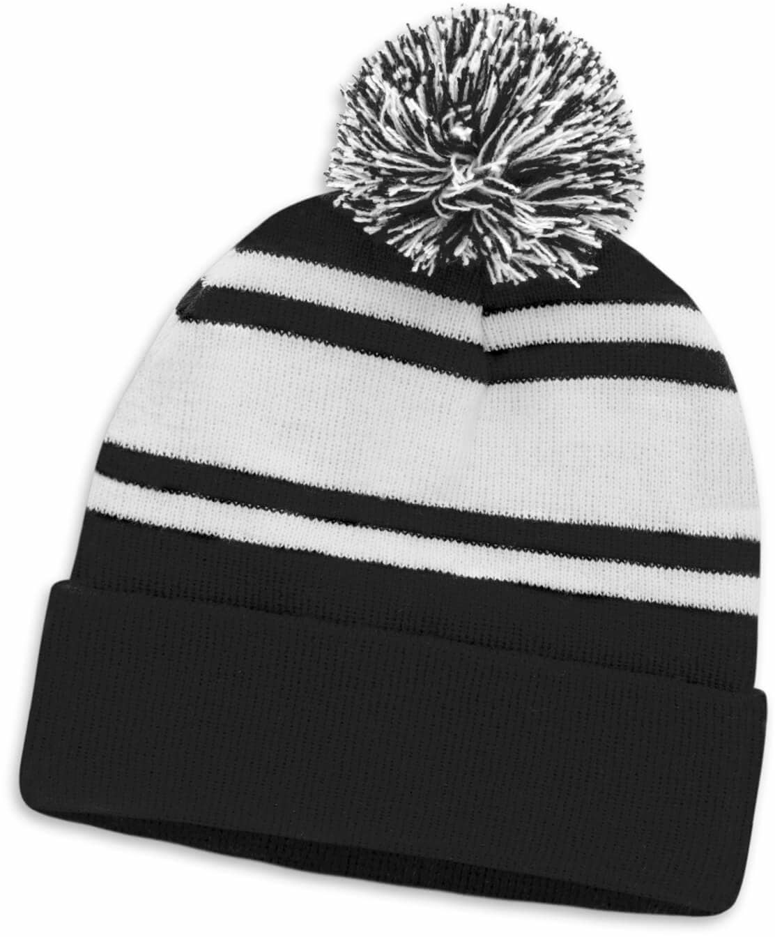 Black Commodore Beanie with Pom Pom