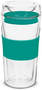 Teal 350ml Double Wall Glass Cup