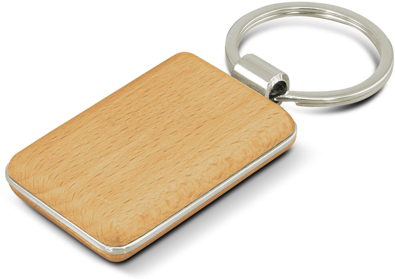 Natural Beech Wood Key Ring - Rectangle