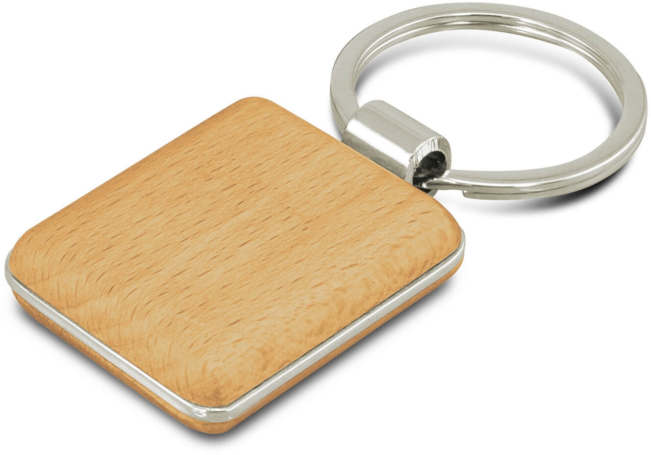 Natural Beech Wood Key Ring - Square