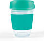 Teal Vienna Glass Coffee Cup / Flip Lid