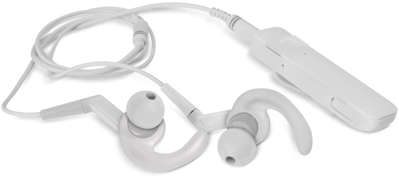 Earbuds: White Neutron Bluetooth Receiver with Ear Buds