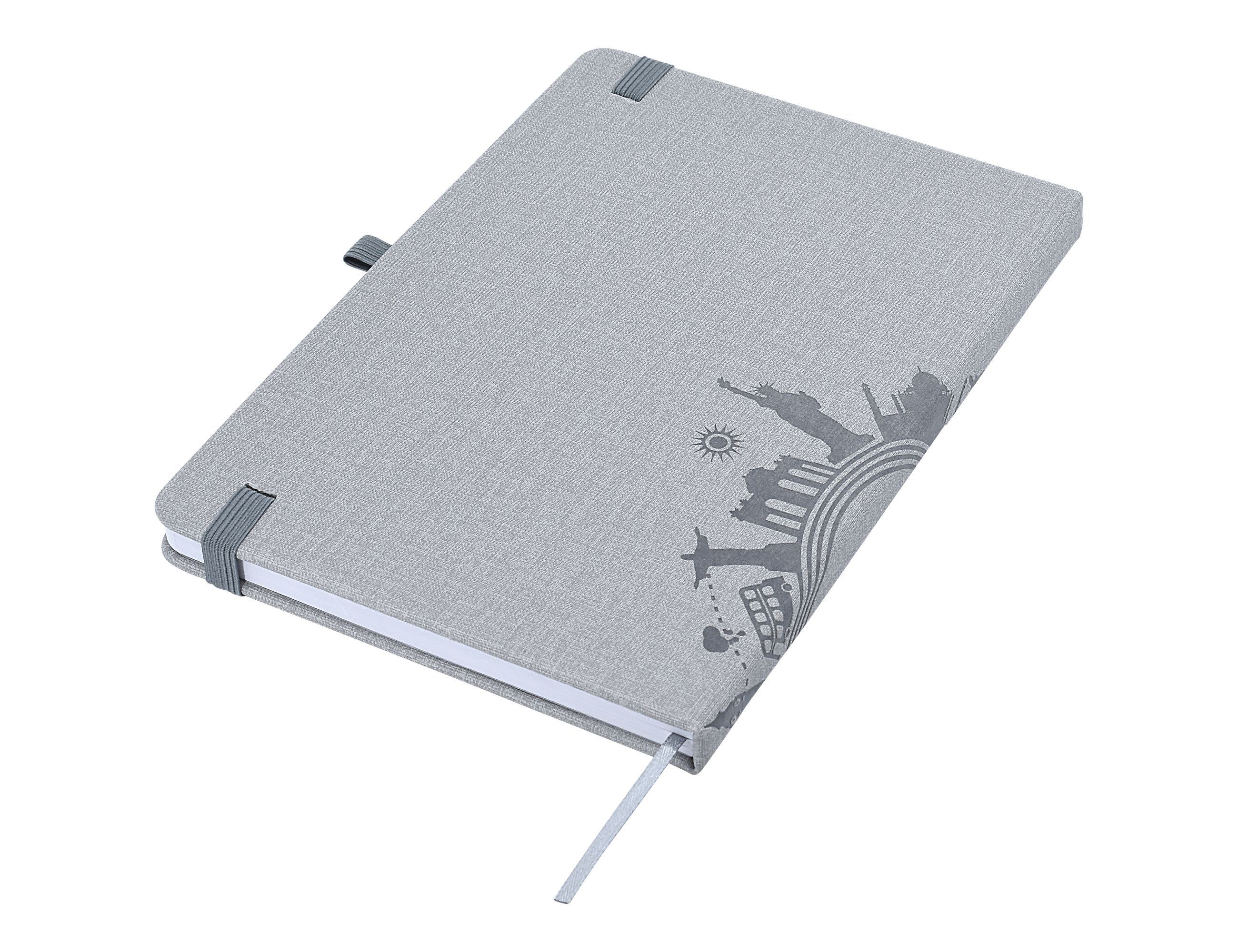 Light Grey DYO Deboss Linen Notebook A5 - Air Freight