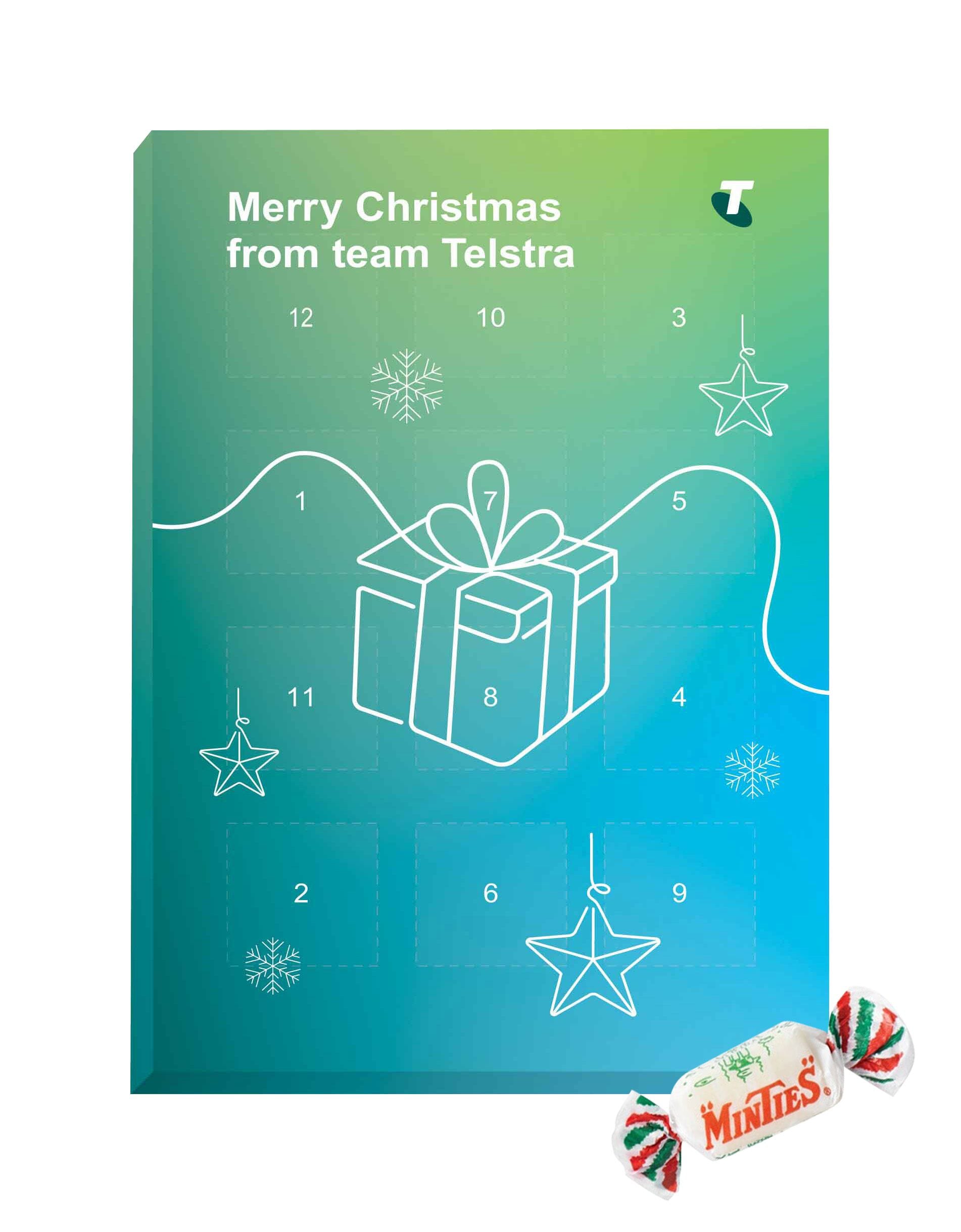 Full Colour Digital Print 12 Days Advent Calendar with Minties