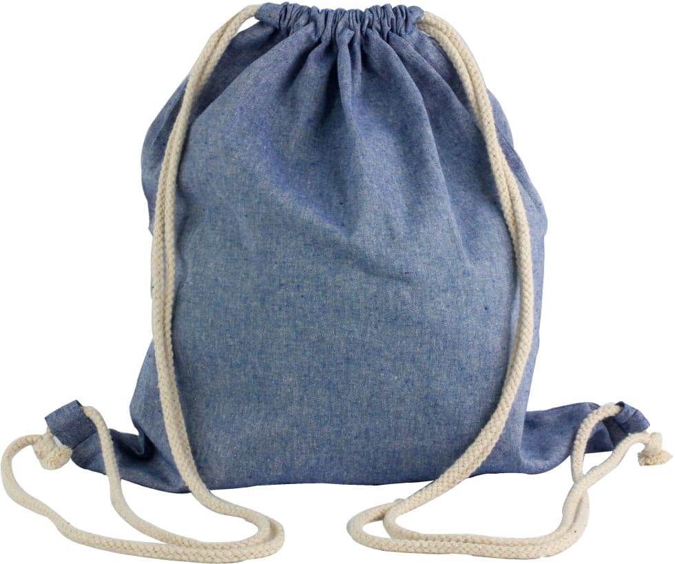 Blue Melange Custom Dyed Drawstring Bag