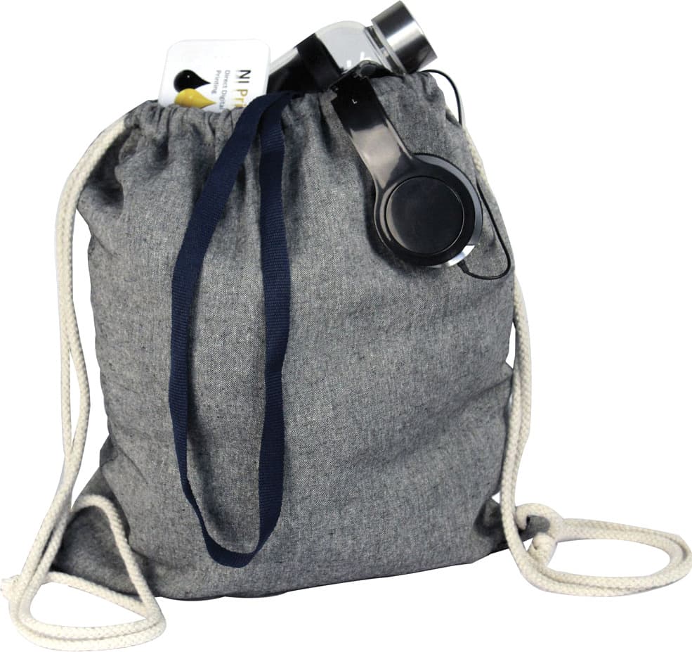 Grey Melange Custom Dyed Drawstring Bag