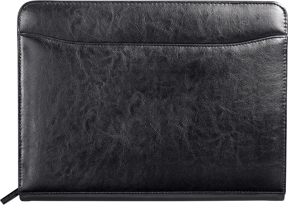 Black Renaissance Zippered Bonded Leather Padfolio