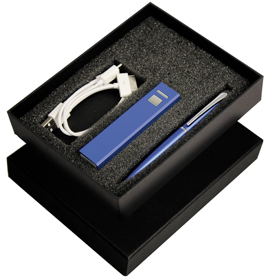 Blue Gift Set with Charger, Cable &amp; Pen