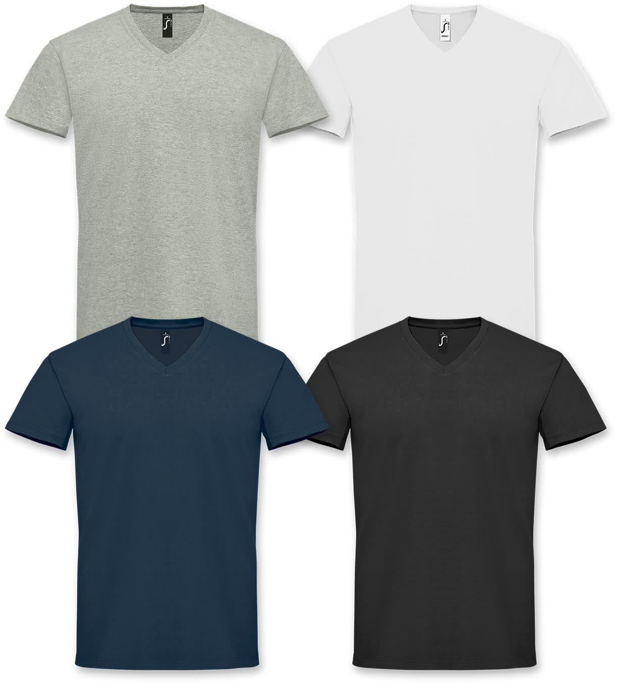 V Neck - T-Shirt - Grey Melange