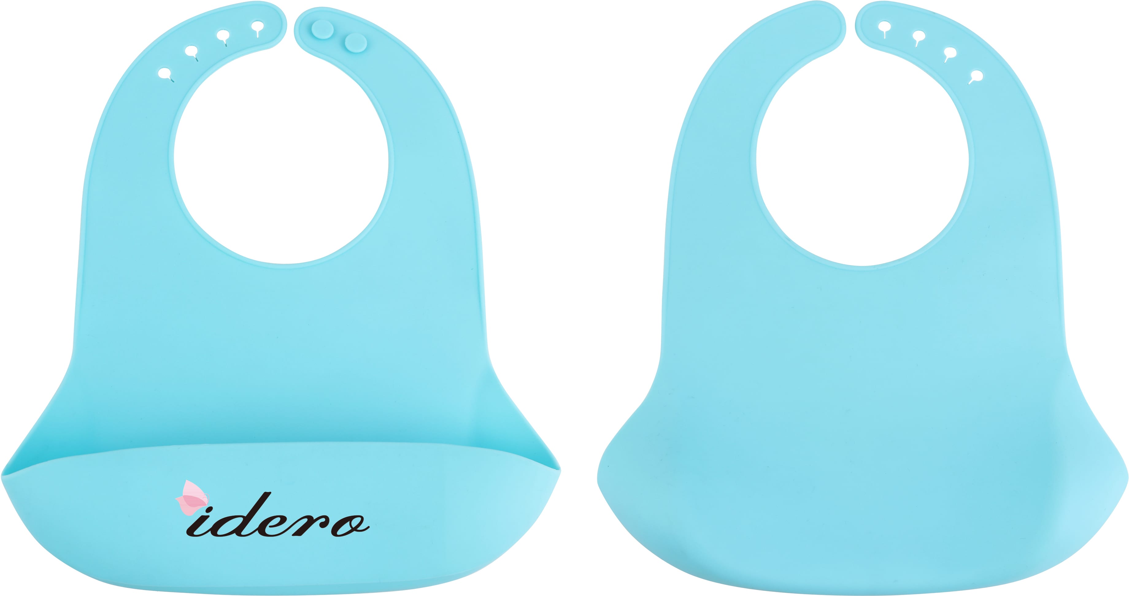Light Blue Silicone Baby Bib with Snap Closure