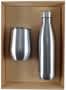 Silver Water Bottle &amp; Coffee Cup Gift Set