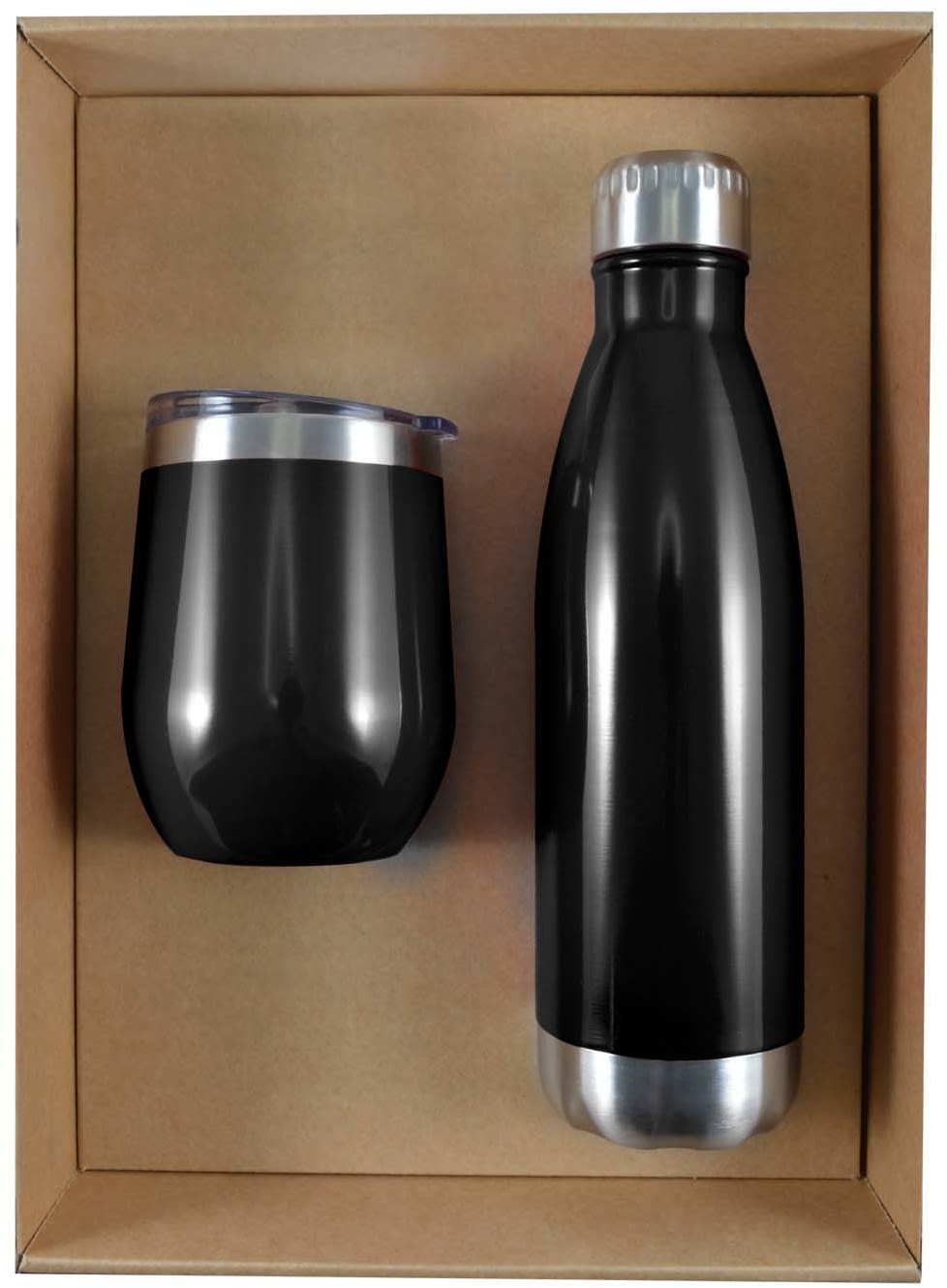 Black Water Bottle &amp; Coffee Cup Gift Set