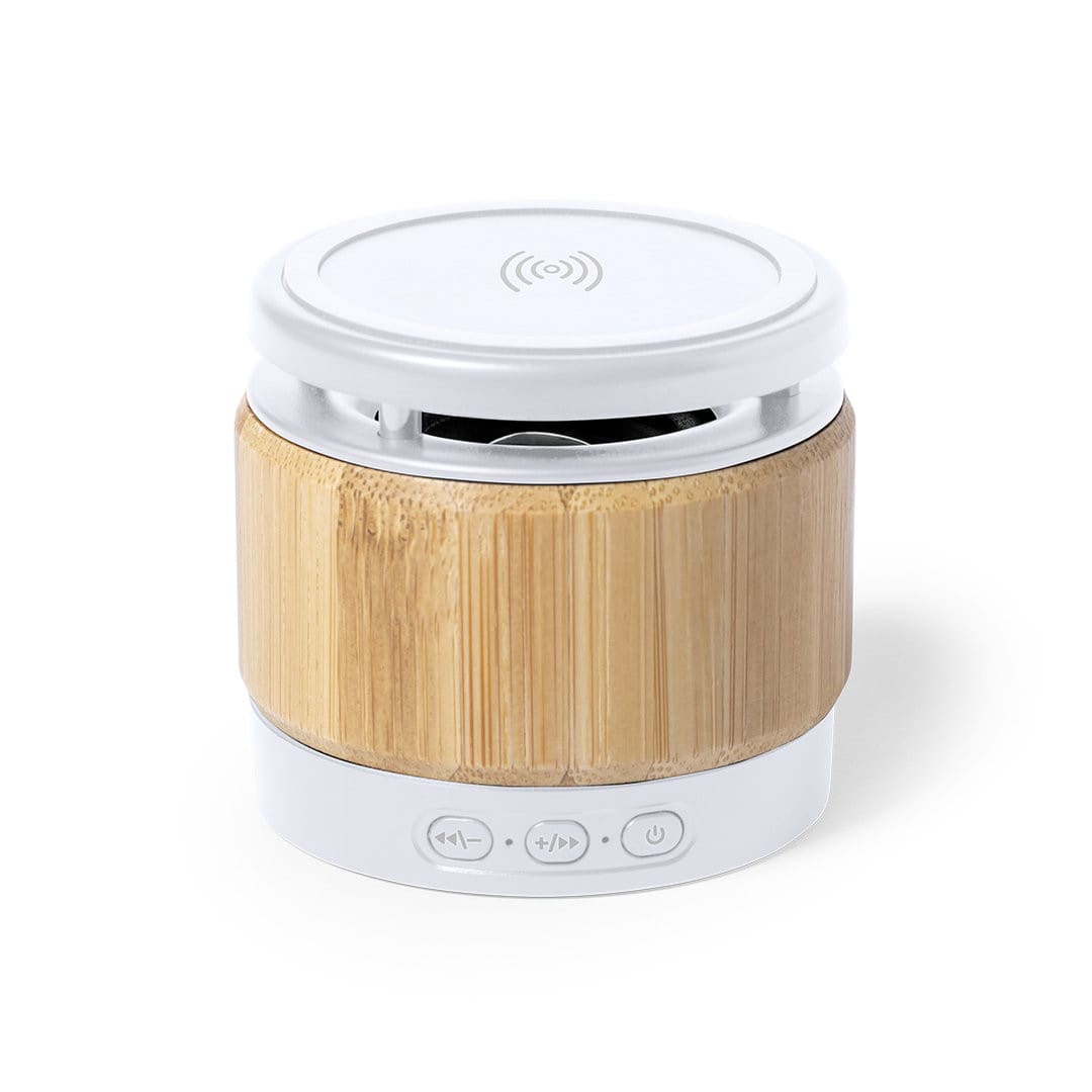 White/Natural Zakrox Wireless Charger Bamboo Speaker